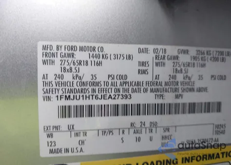 2018 Ford Expedition Xlt from USA, damaged, VIN 1FMJU1HT6JEA27393